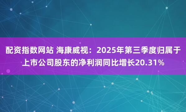 配资指数网站 海康威视：2025年第三季度归属于上市公司股东的净利润同比增长20.31%